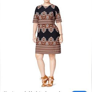 NWTINC International Concepts Elegant Black and Brown Patterned Dress size 2X